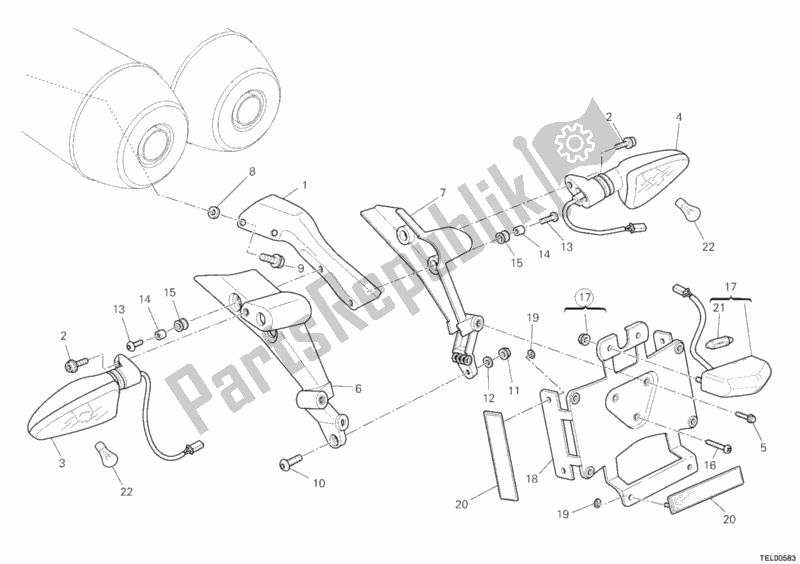 Toutes les pièces pour le Support De Plaque du Ducati Hypermotard 1100 EVO SP USA 2012